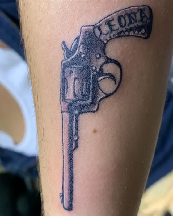Pistol tattoo black and white
