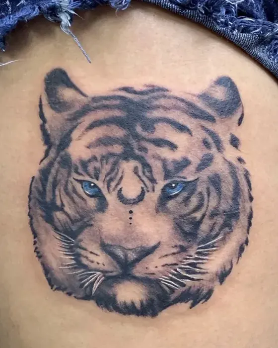 blue eyed tiger tattoo