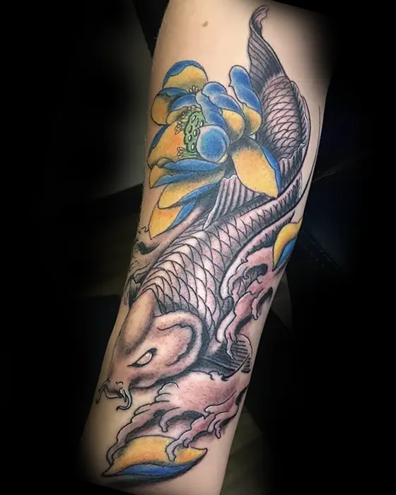 koi fish forearm tattoo